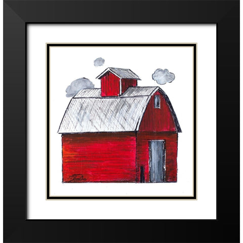 The Red Barn Black Modern Wood Framed Art Print with Double Matting by Pinto, Patricia