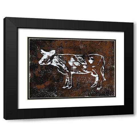 Country Cow Black Modern Wood Framed Art Print with Double Matting by Loreth, Lanie