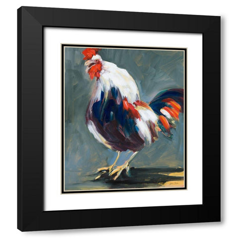 Rising Rooster Black Modern Wood Framed Art Print with Double Matting by Slivka, Jane