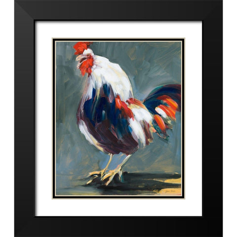 Rising Rooster Black Modern Wood Framed Art Print with Double Matting by Slivka, Jane