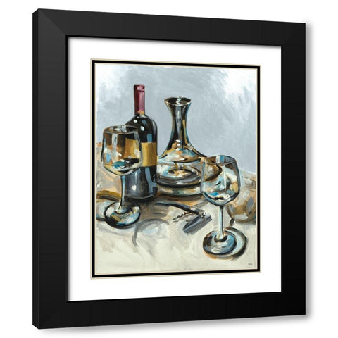 Wine with Dinner II Black Modern Wood Framed Art Print with Double Matting by French-Roussia, Heather A.