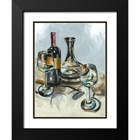 Wine with Dinner II Black Modern Wood Framed Art Print with Double Matting by French-Roussia, Heather A.