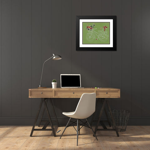 Modern Christmas Bicycle Black Modern Wood Framed Art Print with Double Matting by Loreth, Lanie