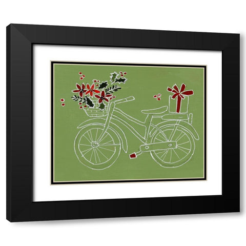 Modern Christmas Bicycle Black Modern Wood Framed Art Print with Double Matting by Loreth, Lanie