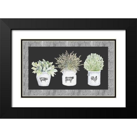 Potted Farm Arrangement Trio on Chalkboard Black Modern Wood Framed Art Print with Double Matting by Gaynor, Janice
