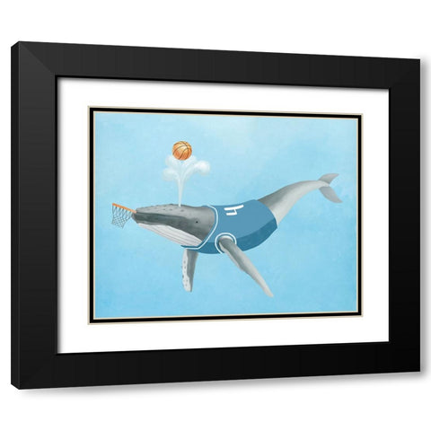 Basketball Whale Black Modern Wood Framed Art Print with Double Matting by Sheppard, Lucca