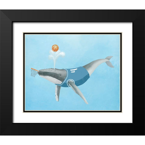 Basketball Whale Black Modern Wood Framed Art Print with Double Matting by Sheppard, Lucca