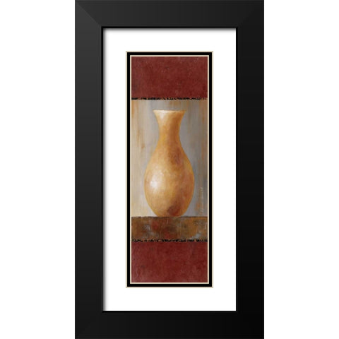 Rustic Gold Flower Vase II Black Modern Wood Framed Art Print with Double Matting by Loreth, Lanie