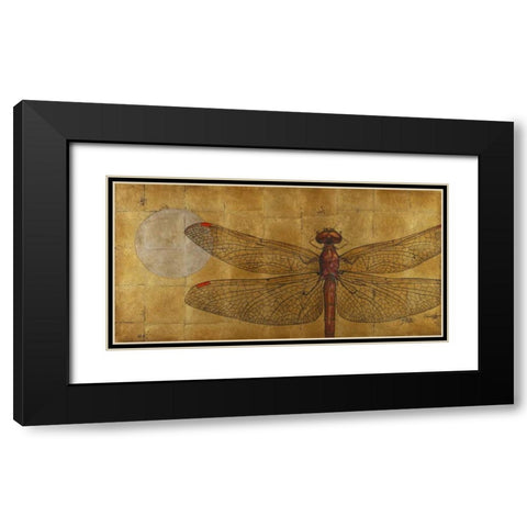 Dragonfly on Gold Black Modern Wood Framed Art Print with Double Matting by Pinto, Patricia