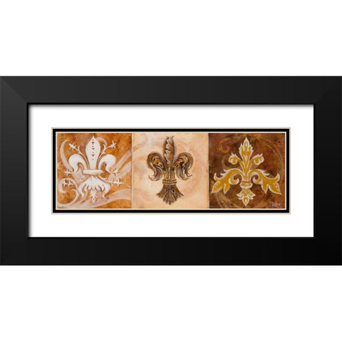 Fleur de Lis Trio Black Modern Wood Framed Art Print with Double Matting by Riker, Thomas