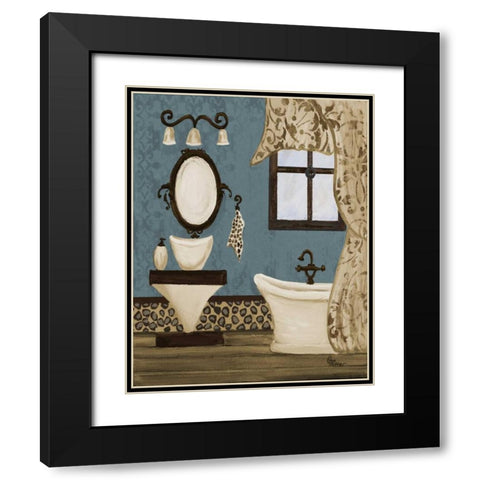 Blue Beach Bath IV Black Modern Wood Framed Art Print with Double Matting by Ritter, Gina