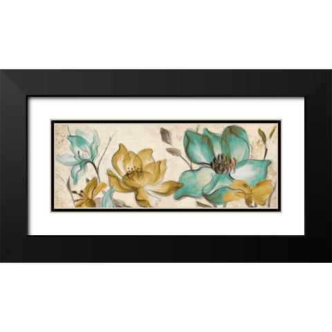 Whisper of Teal Panel II Black Modern Wood Framed Art Print with Double Matting by Loreth, Lanie