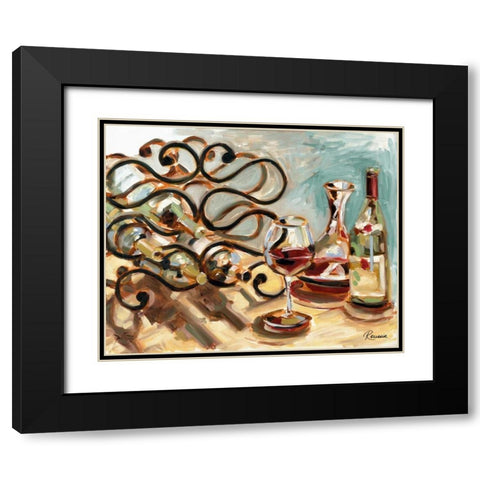 Decanter and Wine Black Modern Wood Framed Art Print with Double Matting by French-Roussia, Heather A.