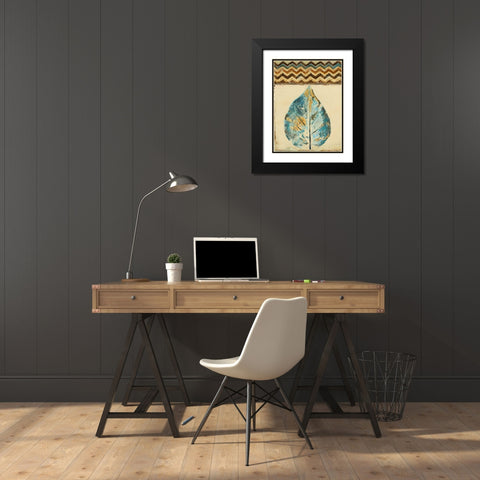 Chevron Leaf II Black Modern Wood Framed Art Print with Double Matting by Pinto, Patricia