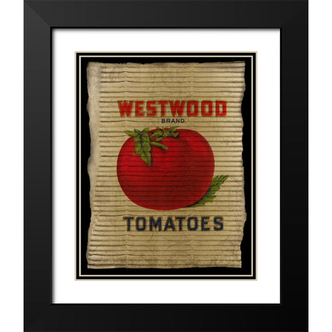 Vintage Tomatoes Black Modern Wood Framed Art Print with Double Matting by Albert, Beth