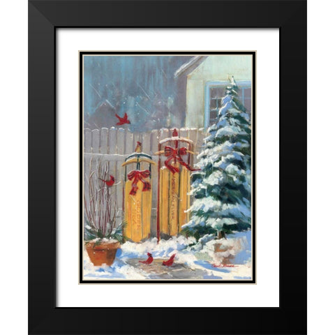 December Sleds Black Modern Wood Framed Art Print with Double Matting by Rowan, Carol