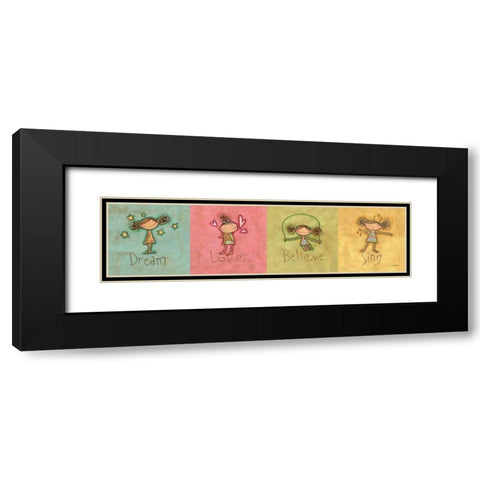 Dream Love Believe and Sing Panel Black Modern Wood Framed Art Print with Double Matting by Tavoletti, Anne