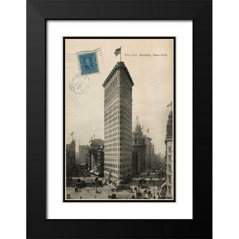 Flat Iron 1909 Black Modern Wood Framed Art Print with Double Matting by Wild Apple Portfolio