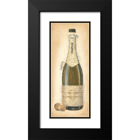 Bubbly Champagne Bottle Black Modern Wood Framed Art Print with Double Matting by Adams, Emily