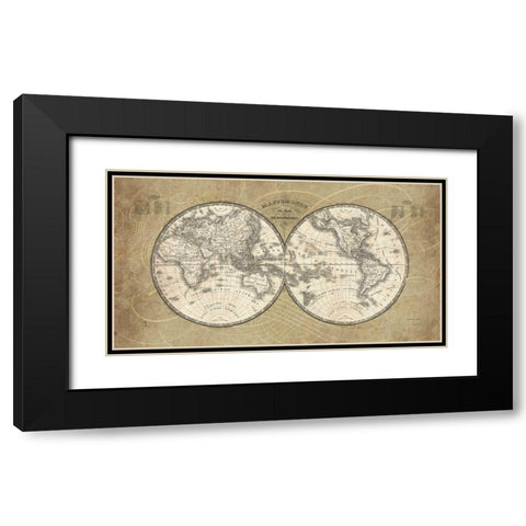 French World Map Black Modern Wood Framed Art Print with Double Matting by Schlabach, Sue