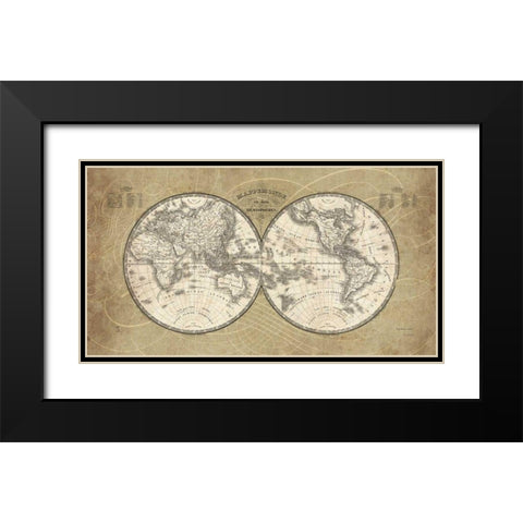 French World Map Black Modern Wood Framed Art Print with Double Matting by Schlabach, Sue