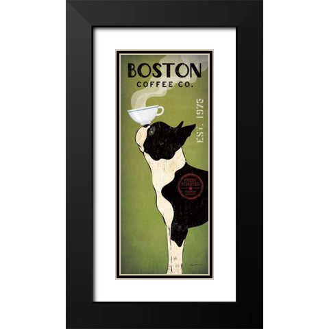 Boston Terrier Coffee Co Black Modern Wood Framed Art Print with Double Matting by Fowler, Ryan