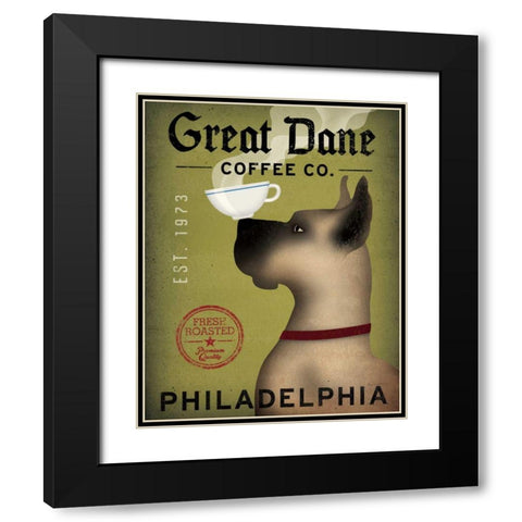 Great Dane Coffee Philadelphia Black Modern Wood Framed Art Print with Double Matting by Fowler, Ryan