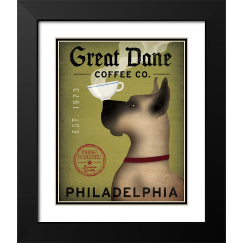 Great Dane Coffee Philadelphia Black Modern Wood Framed Art Print with Double Matting by Fowler, Ryan
