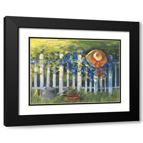 Morning Glories on the Fence Black Modern Wood Framed Art Print with Double Matting by Rowan, Carol