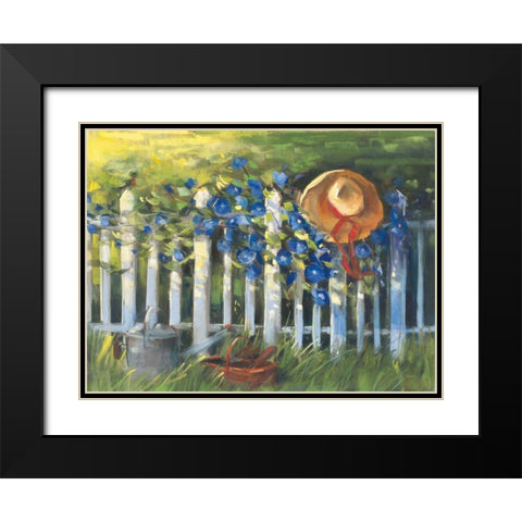 Morning Glories on the Fence Black Modern Wood Framed Art Print with Double Matting by Rowan, Carol