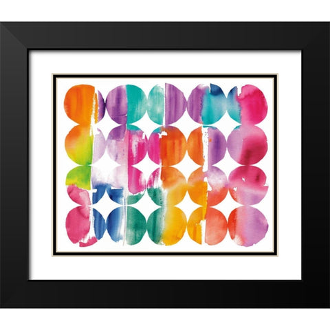 Spring Dots Black Modern Wood Framed Art Print with Double Matting by DeNeige, Elyse
