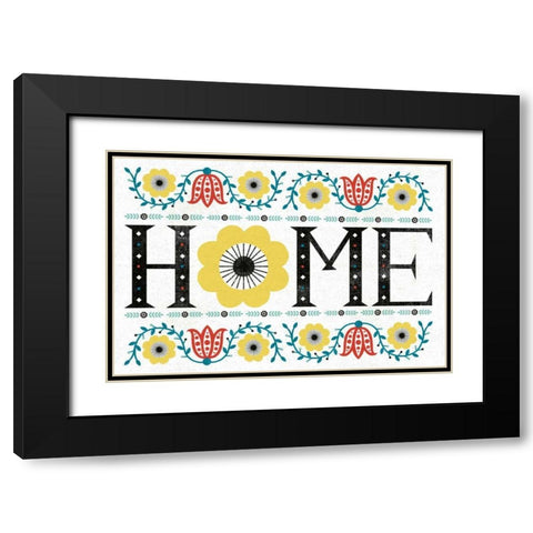 Folk Lodge Home V2 Teal Black Modern Wood Framed Art Print with Double Matting by Mullan, Michael