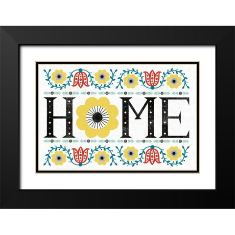 Folk Lodge Home V2 Teal Black Modern Wood Framed Art Print with Double Matting by Mullan, Michael