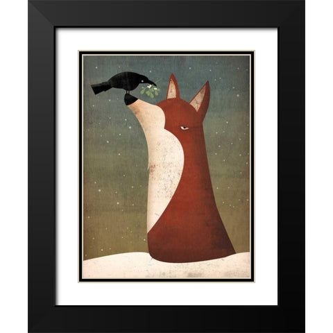 Fox and Mistletoe Black Modern Wood Framed Art Print with Double Matting by Fowler, Ryan