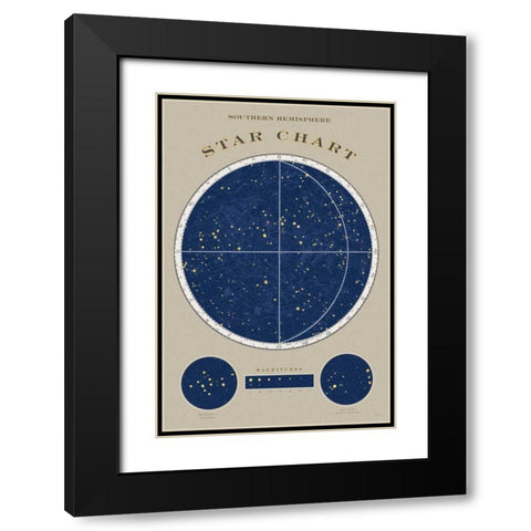 Southern Star Chart Black Modern Wood Framed Art Print with Double Matting by Schlabach, Sue