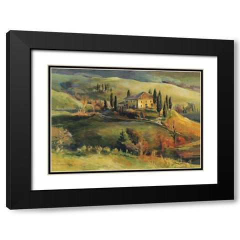 Tuscan Hillside Black Modern Wood Framed Art Print with Double Matting by Hageman, Marilyn