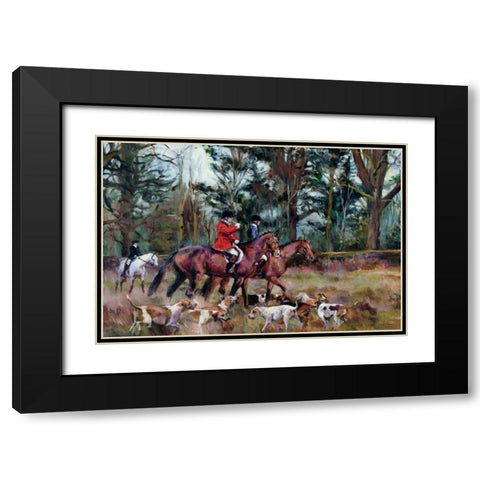 Foxhunt Black Modern Wood Framed Art Print with Double Matting by Hageman, Marilyn