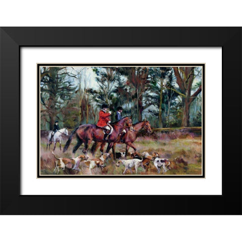 Foxhunt Black Modern Wood Framed Art Print with Double Matting by Hageman, Marilyn