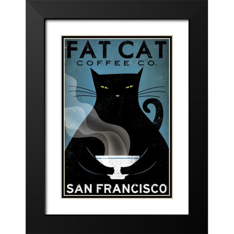 Cat Coffee Black Modern Wood Framed Art Print with Double Matting by Fowler, Ryan