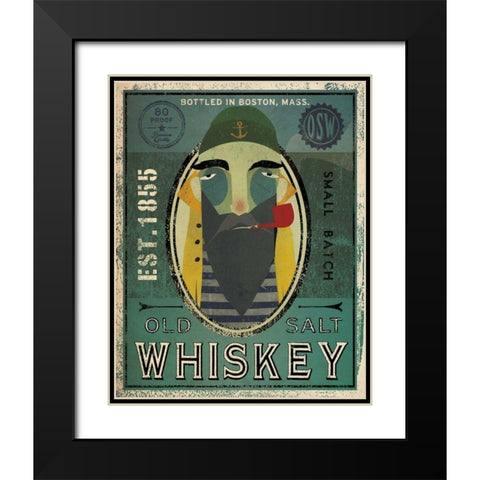 Fisherman VII Old Salt Whiskey Black Modern Wood Framed Art Print with Double Matting by Fowler, Ryan