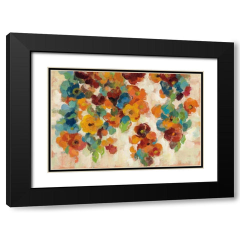 Spice and Turquoise Florals Black Modern Wood Framed Art Print with Double Matting by Vassileva, Silvia