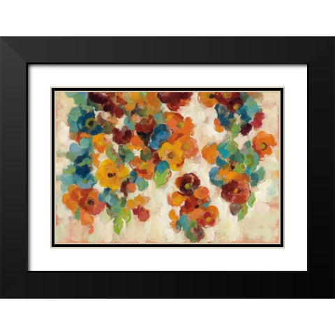 Spice and Turquoise Florals Black Modern Wood Framed Art Print with Double Matting by Vassileva, Silvia