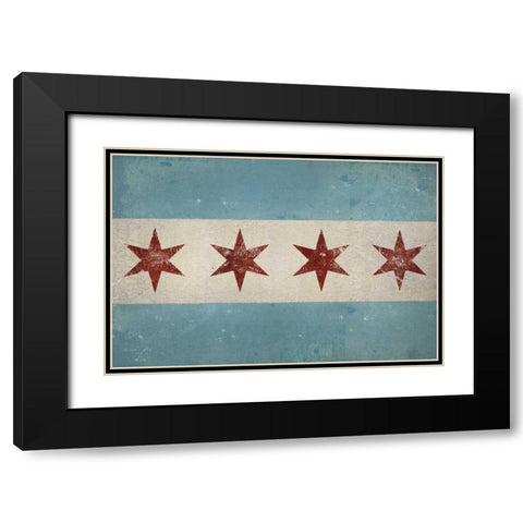 Chicago Flag Black Modern Wood Framed Art Print with Double Matting by Fowler, Ryan