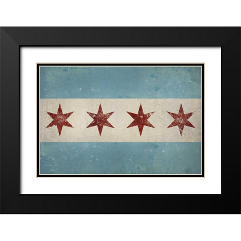 Chicago Flag Black Modern Wood Framed Art Print with Double Matting by Fowler, Ryan