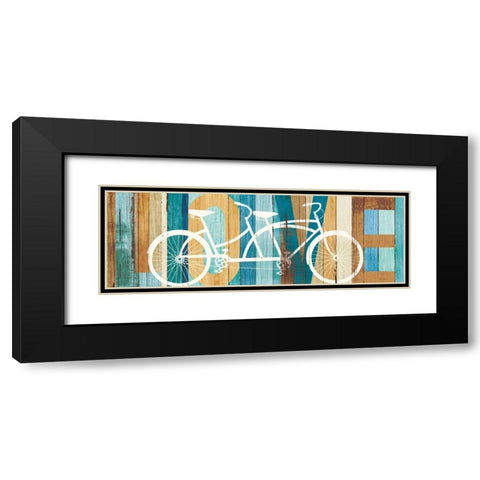 Beachscape Tandem Bicycle Love Black Modern Wood Framed Art Print with Double Matting by Mullan, Michael