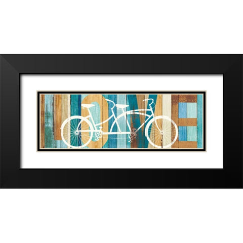 Beachscape Tandem Bicycle Love Black Modern Wood Framed Art Print with Double Matting by Mullan, Michael