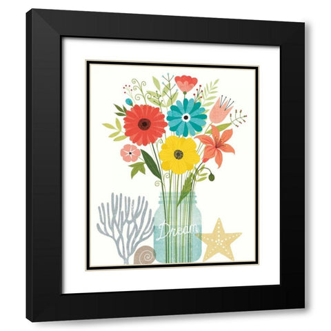 Seaside Bouquet III Mason Jar Black Modern Wood Framed Art Print with Double Matting by Mullan, Michael