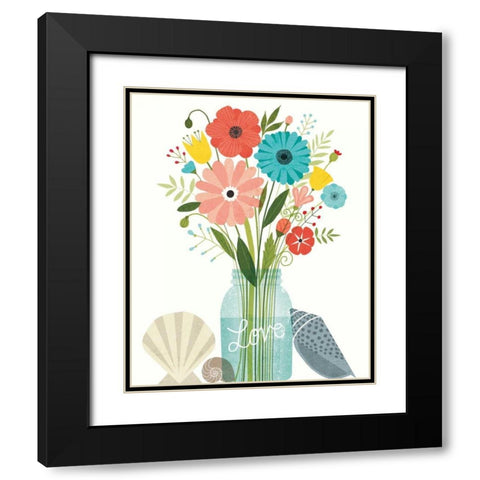 Seaside Bouquet II Mason Jar Black Modern Wood Framed Art Print with Double Matting by Mullan, Michael