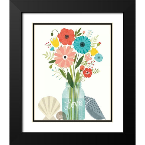Seaside Bouquet II Mason Jar Black Modern Wood Framed Art Print with Double Matting by Mullan, Michael