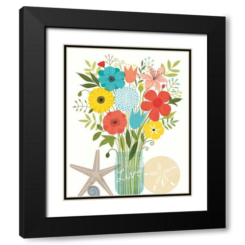 Seaside Bouquet I Mason Jar Black Modern Wood Framed Art Print with Double Matting by Mullan, Michael